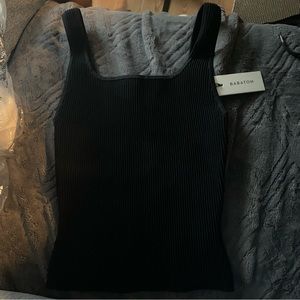 Aritzia Babaton Sculpt Knit Squareneck Tank Black NWT